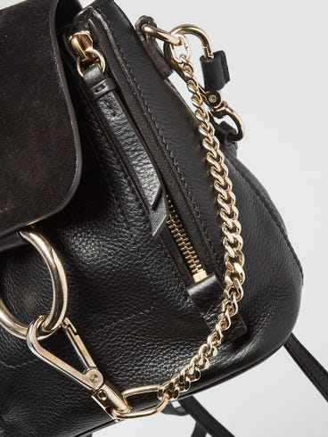 chloe faye backpack small vs mini over the shoulder and in the hand Chloe Black Leather and Suede