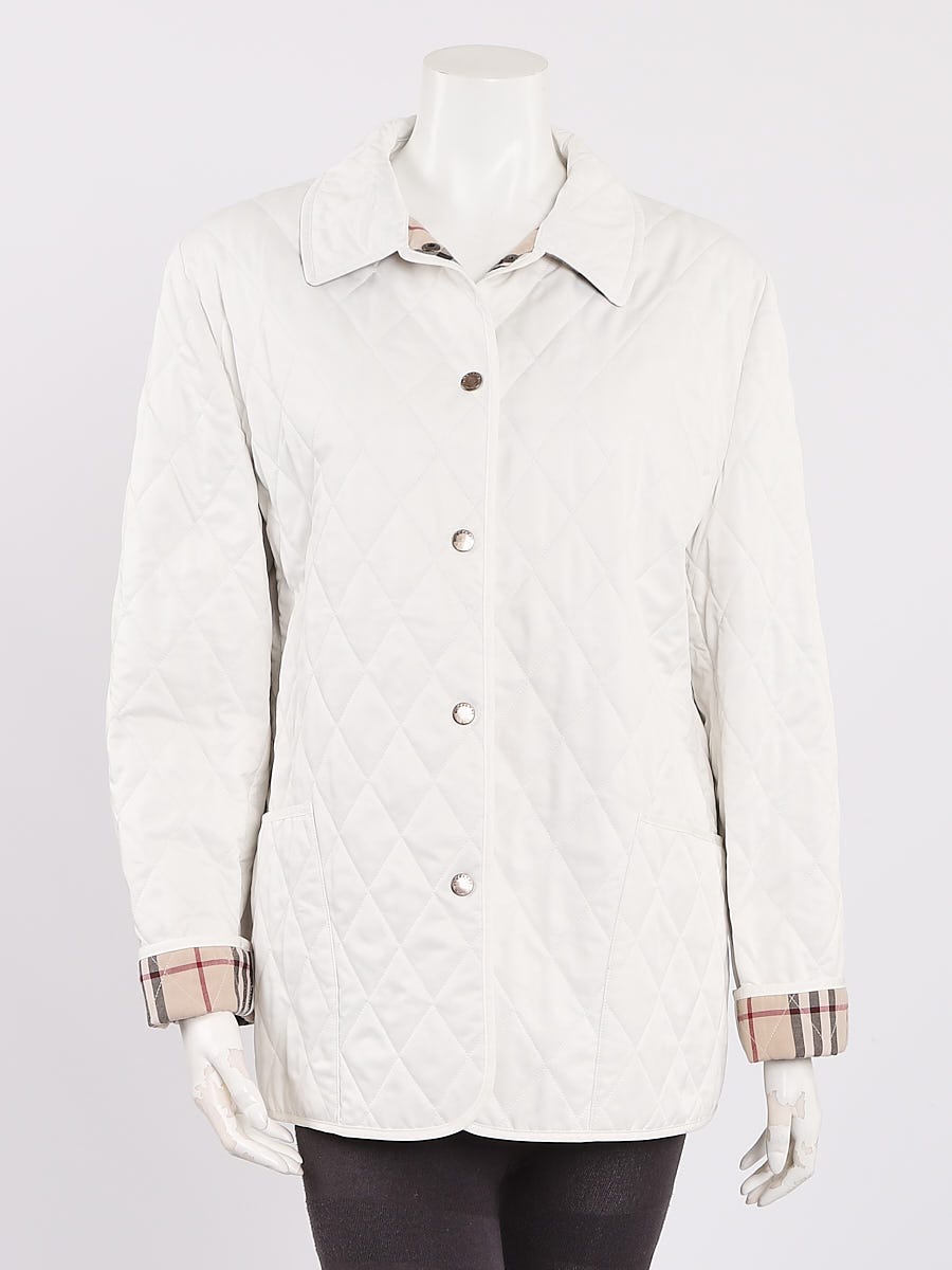 Burberry London White Polyester Quilted Jacket Size M - Yoogi's Closet