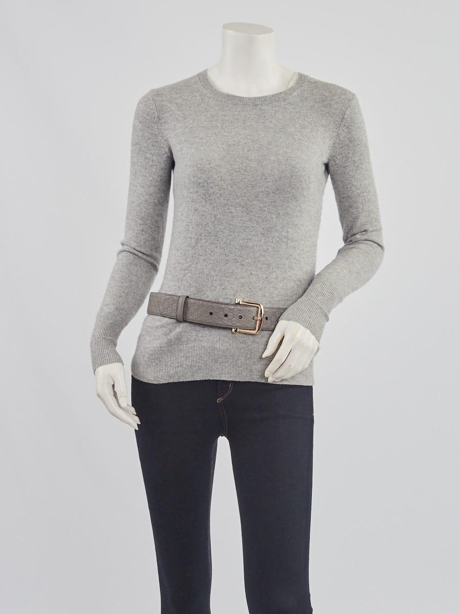Gucci Grey Micro Guccissima Embossed Leather Belt Size 90/36  display picture 2