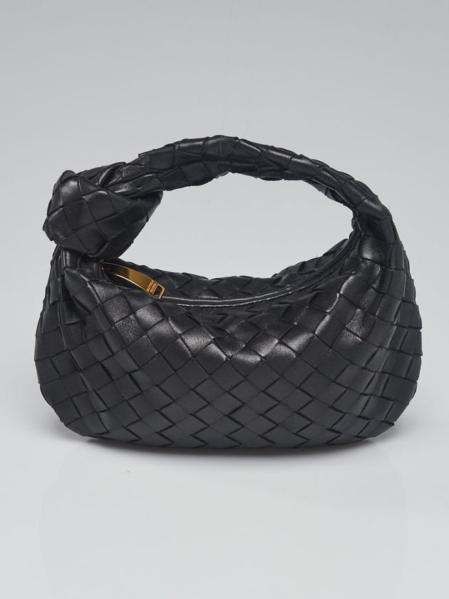 Bottega Veneta Black Intrecciato Woven Nappa Leather Mini BV Jodie Bag