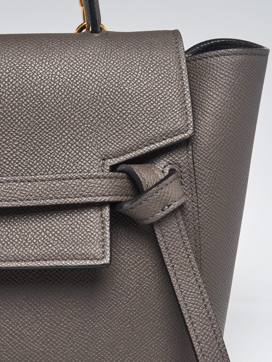 Celine Grey Grained Calfskin Leather Micro Belt Bag - Yoogi's Closet
