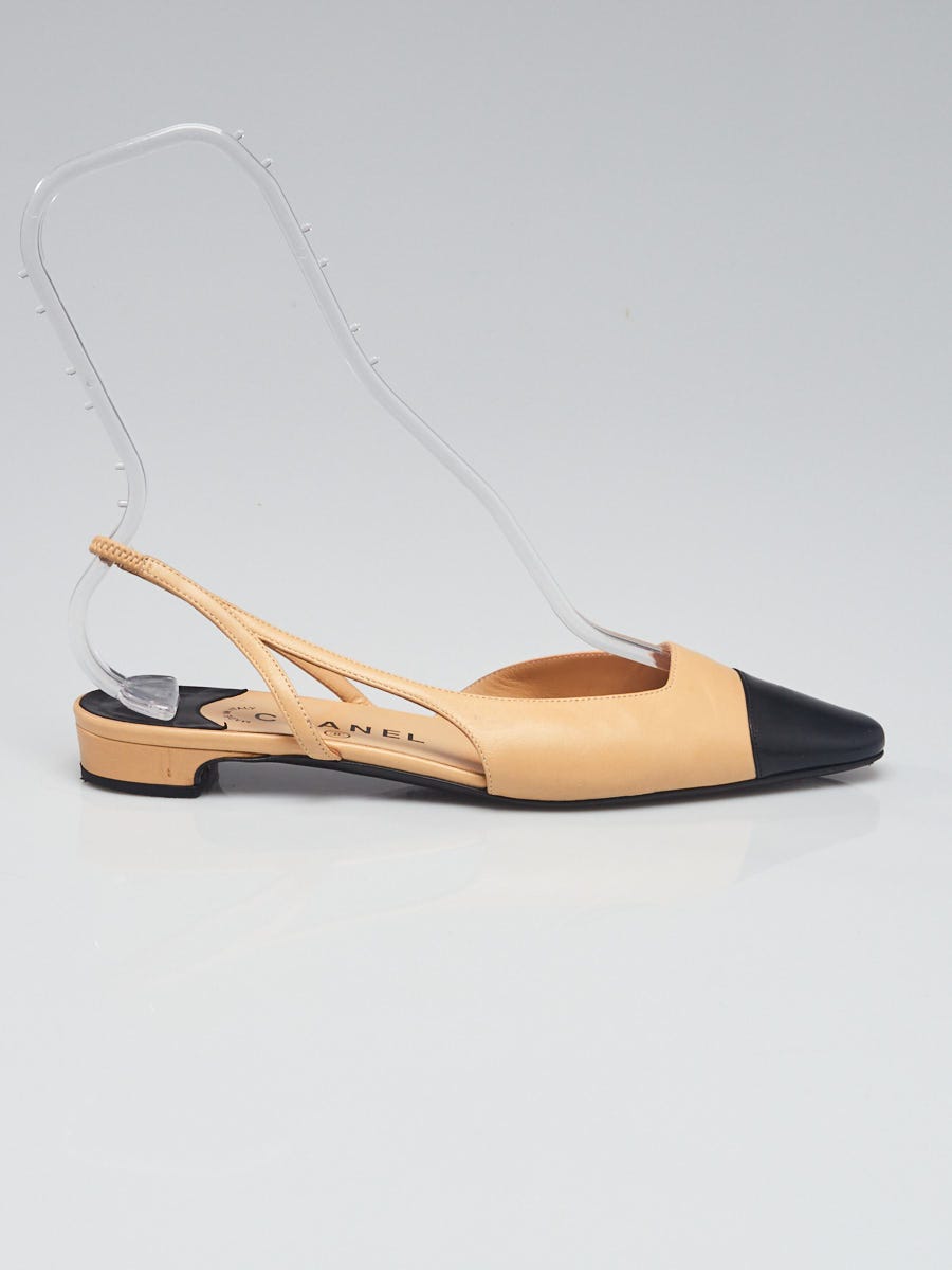 Chanel slingback beige and black hot sale