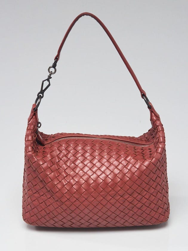 Bottega Veneta Terracotta Intrecciato Woven Nappa Leather Small Shoulder Bag