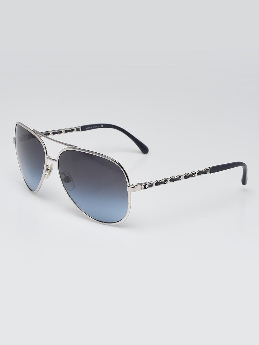 Chanel Silvertone Metal Blue Acetate Gradient Tint Aviator  display picture 2