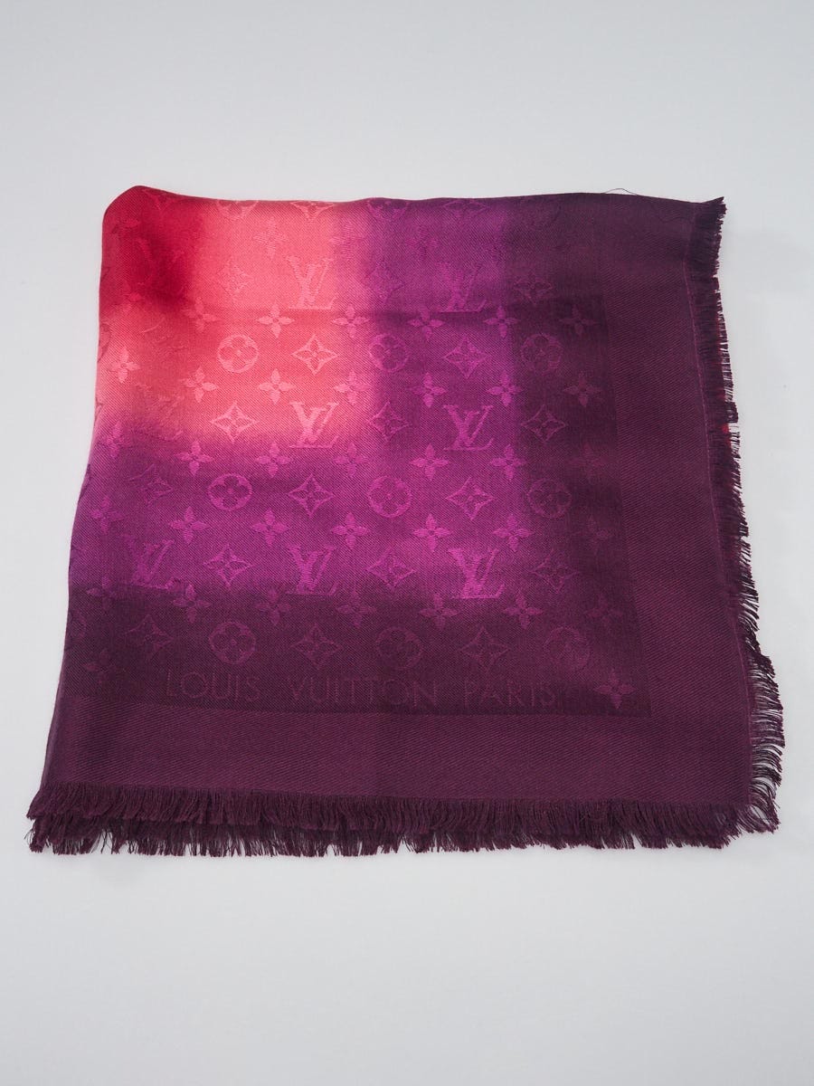 Louis Vuitton Purple/Pink Monogram Wool/Silk Ombre Shine Shawl