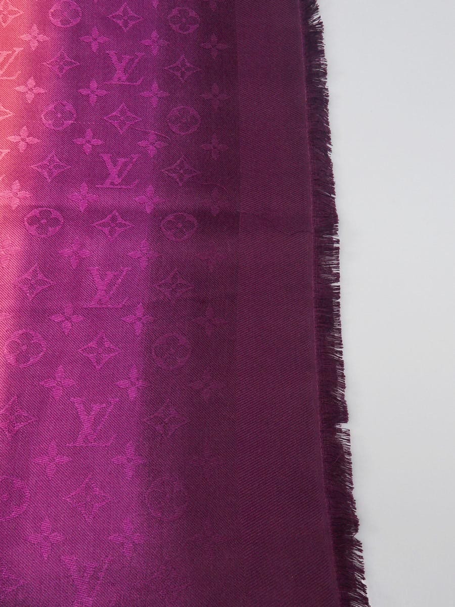 Louis Vuitton Purple/Pink Monogram Wool/Silk Ombre Shine Shawl Scarf -  Yoogi's Closet
