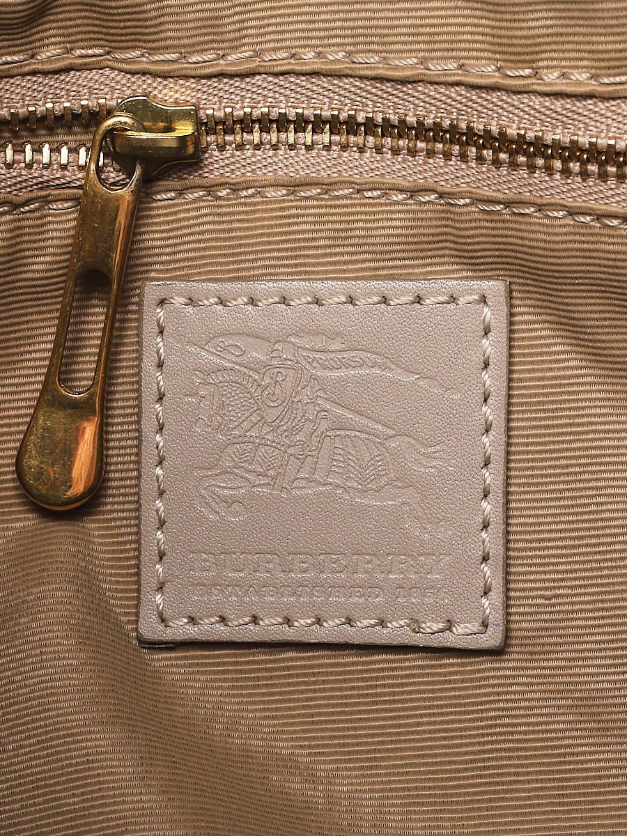 Burberry Grey Leather Nova Check Studded Warrior Bag