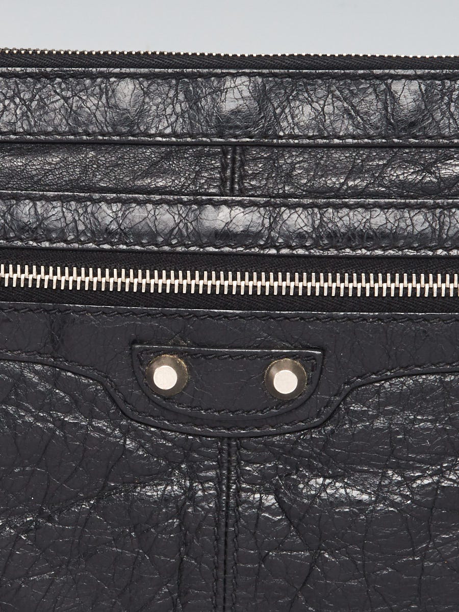 Balenciaga Lambskin Leather 12 Silver Clutch Bag - Yoogi's Closet