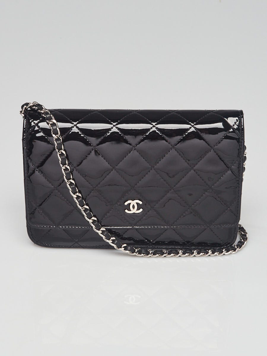 Chanel Black Quilted Patent Leather Classic Woc Clutch Bag