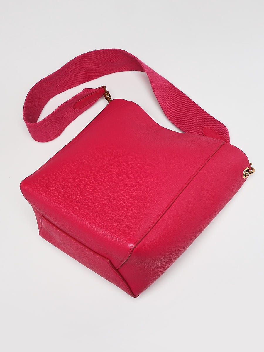 Celine Small Sangle Leather Bucket Bag in Red