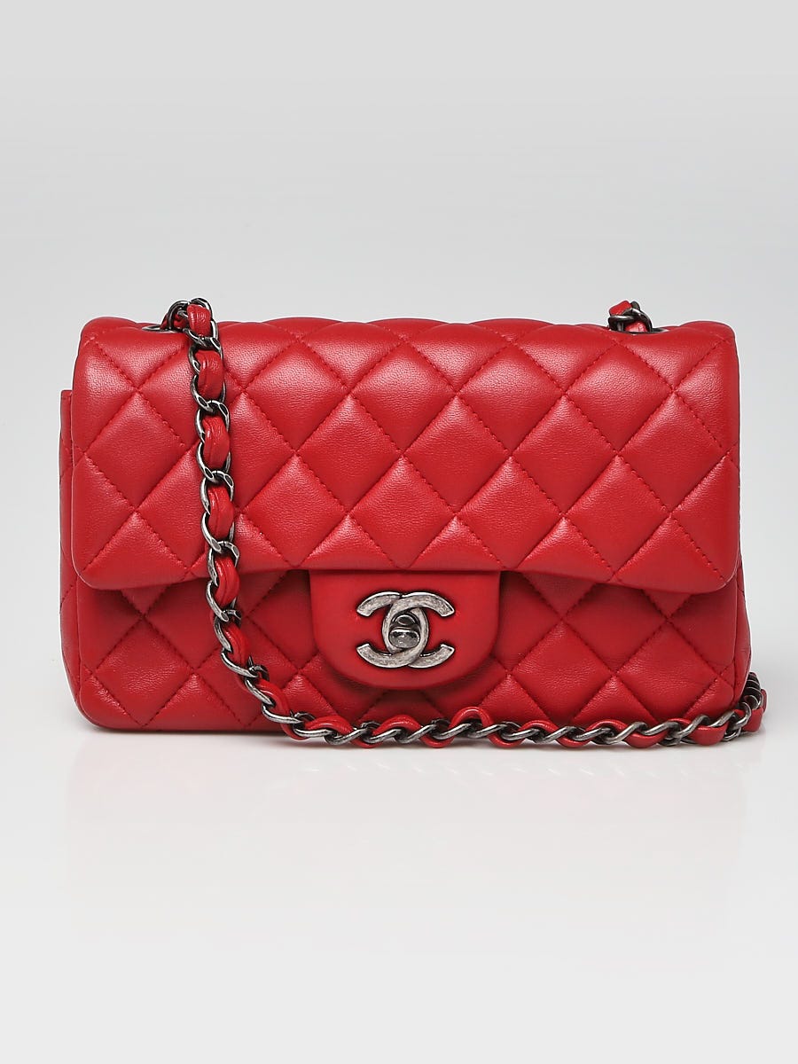 Chanel Red Quilted Lambskin Leather Classic Rectangular Mini Flap Bag -  Yoogi's Closet