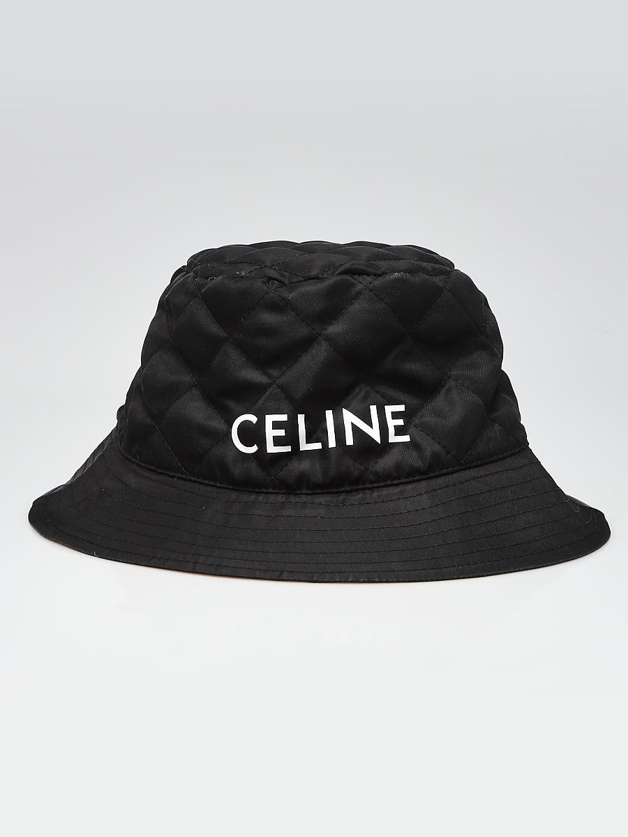 Celine Black Quilted Polyester Logo Bucket Hat Size M - Yoogi's Closet