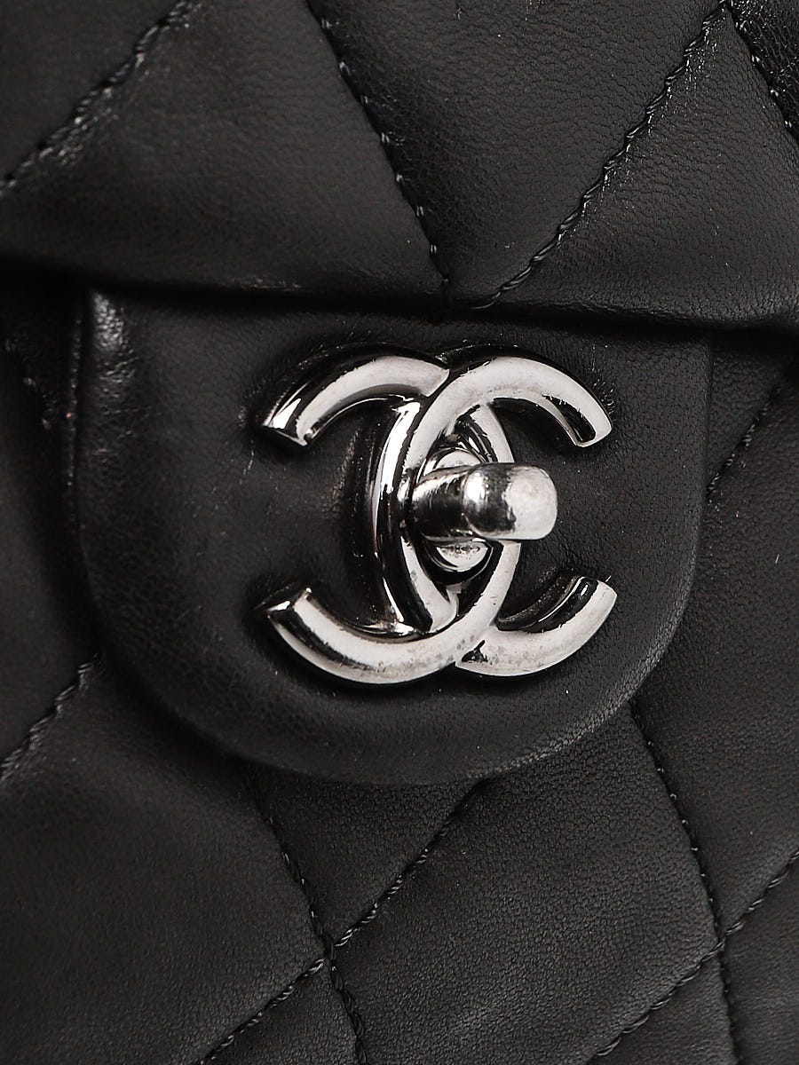 Chanel Black Quilted Lambskin Leather Jumbo XL 3 Accordion Flap