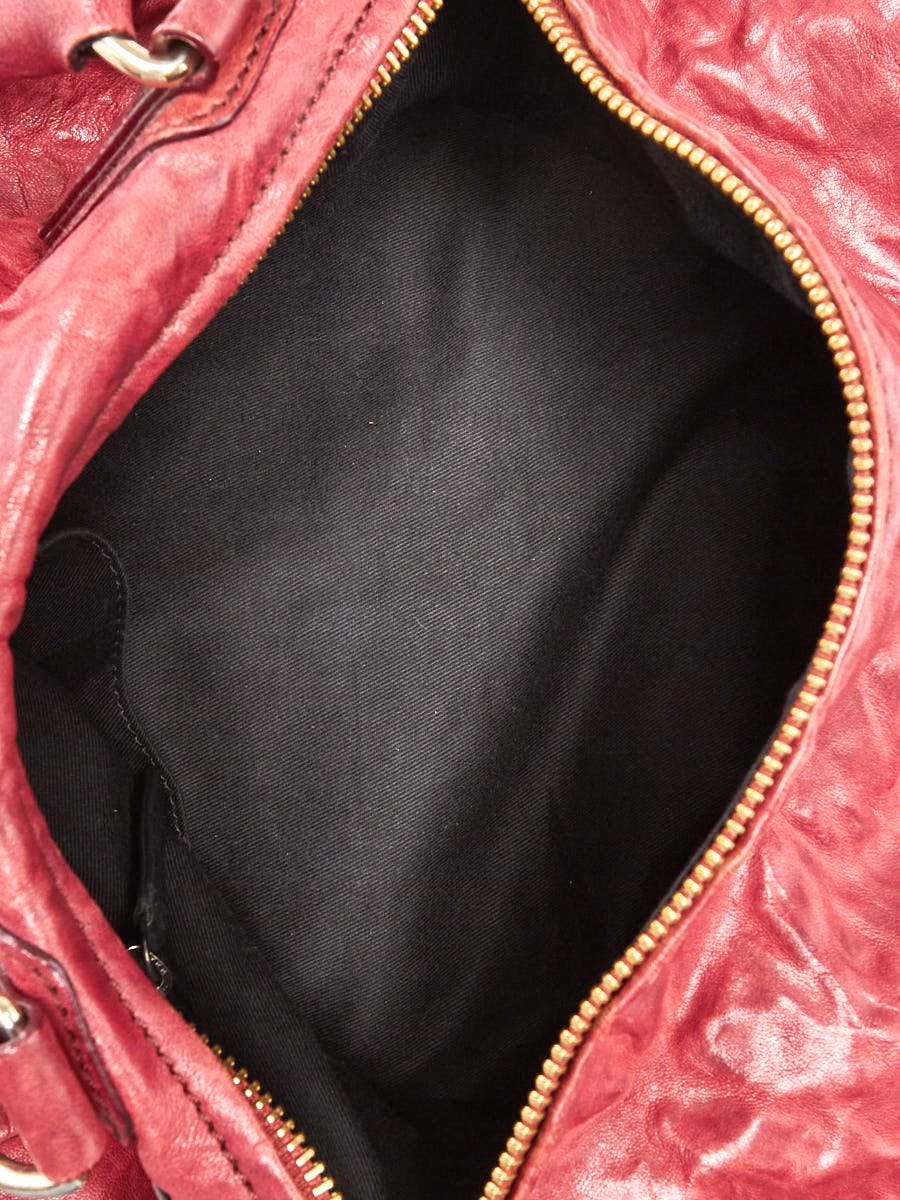 アウロラ/AURORA　ジバンシー/GIVENCHY Givenchy Red Wrinkled Sheepskin Leather Medium Pandora Bag