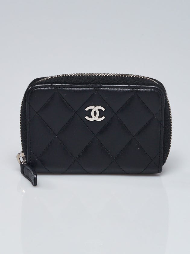 Chanel Black Quilted Lambskin Leather O-Zip Coin Purse