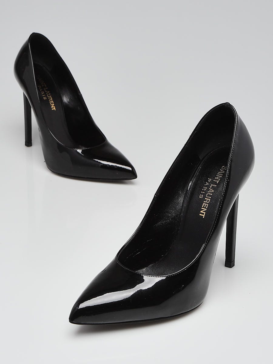 Yves Saint Laurent Black Patent Leather Pointed Toe Pumps Size 5.5