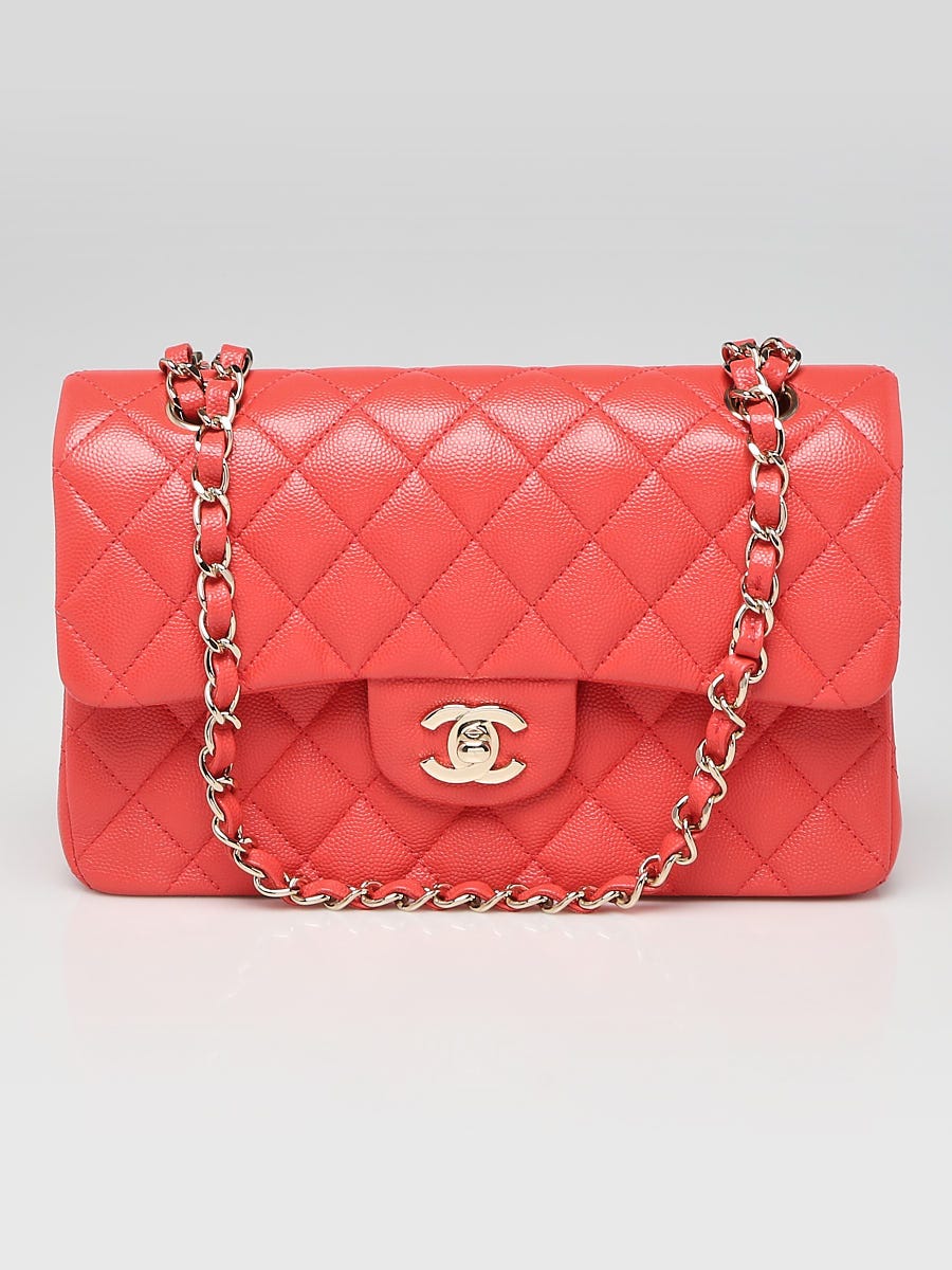 Chanel Pink Quilted Caviar Leather Small Double Flap Bag - Yoogi's Closet