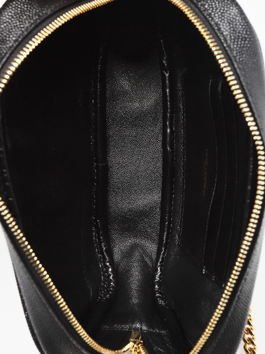 SAINT LAURENT ルー Yves Saint Laurent Black Chevron Quilted Grained Leather Mini Lou