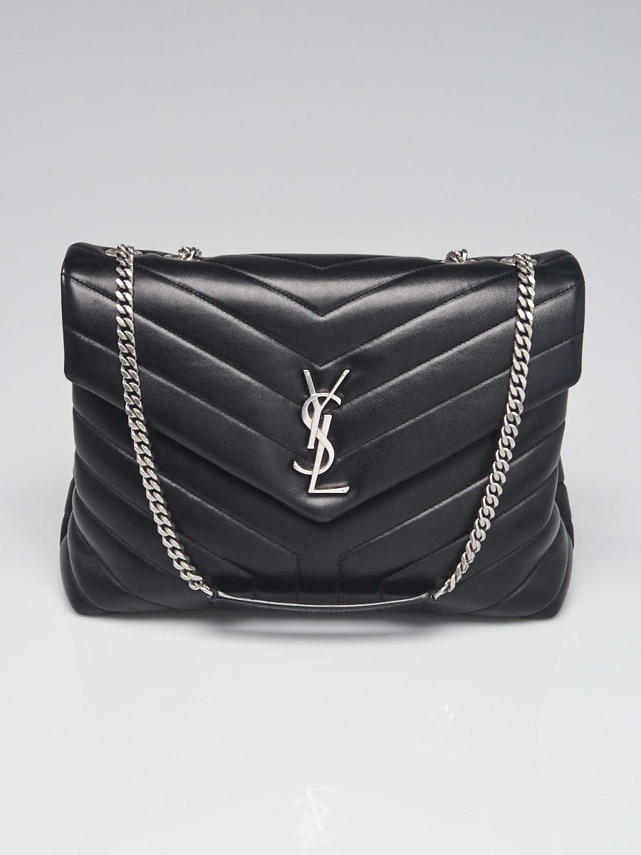 YSL Loulou Large Black Bag Silver Chain - Preowned