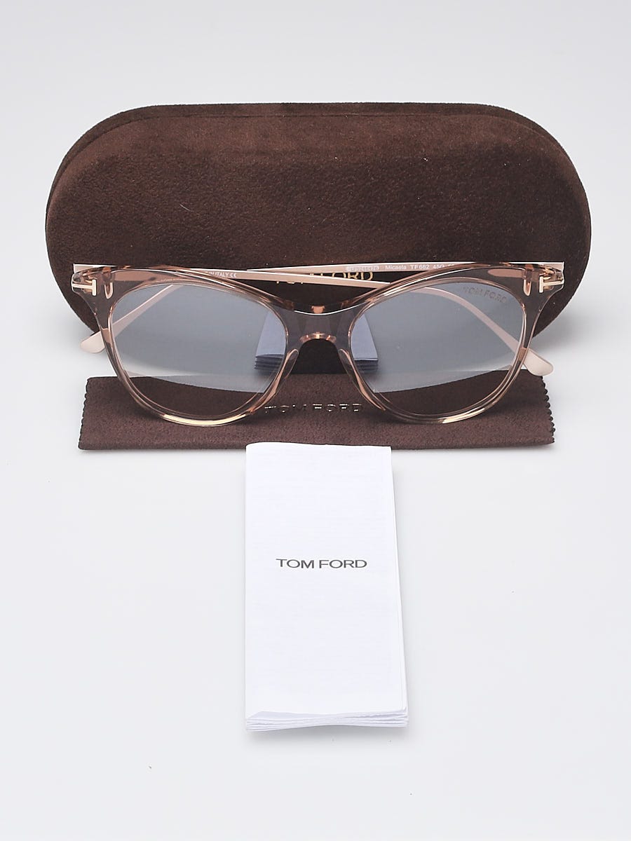 Tom Ford Pink Transparent Acetate Frame Cat-Eye Micaela Sunglasses