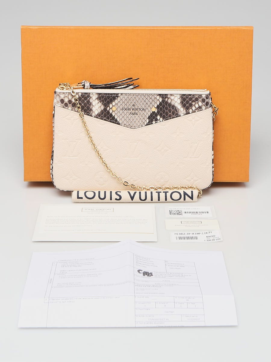 LOUIS VUITTON Cream Empreinte Double Zip Pochette Chain Bag