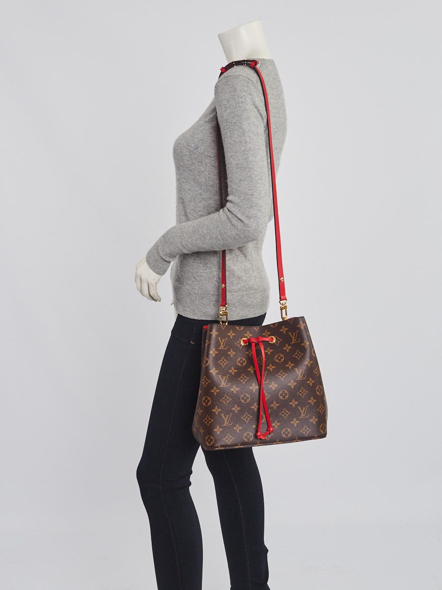 Louis Vuitton NeoNoe Poppy Red Monogram Canvas Shoulder Bag COMPLETE SET!