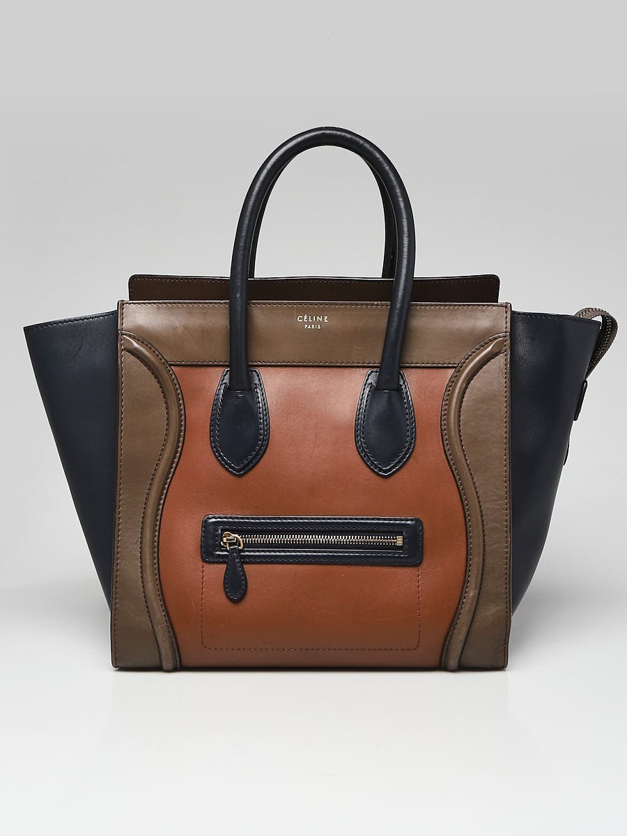 Celine Tri-Color Leather and Suede Mini Luggage Tote Bag