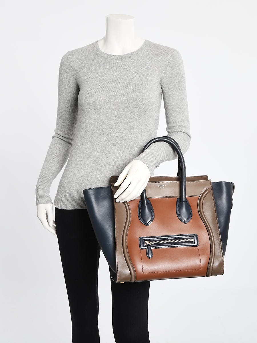 Celine Tri-Color Calfskin Leather Mini Luggage Tote Bag