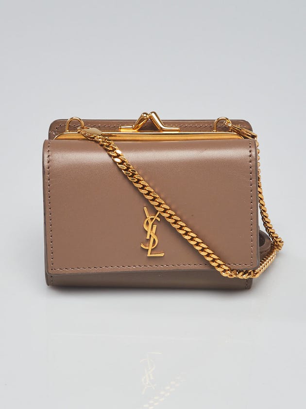 Yves Saint Laurent Beige Smooth Leather Monogram Rider Chain Belt Bag