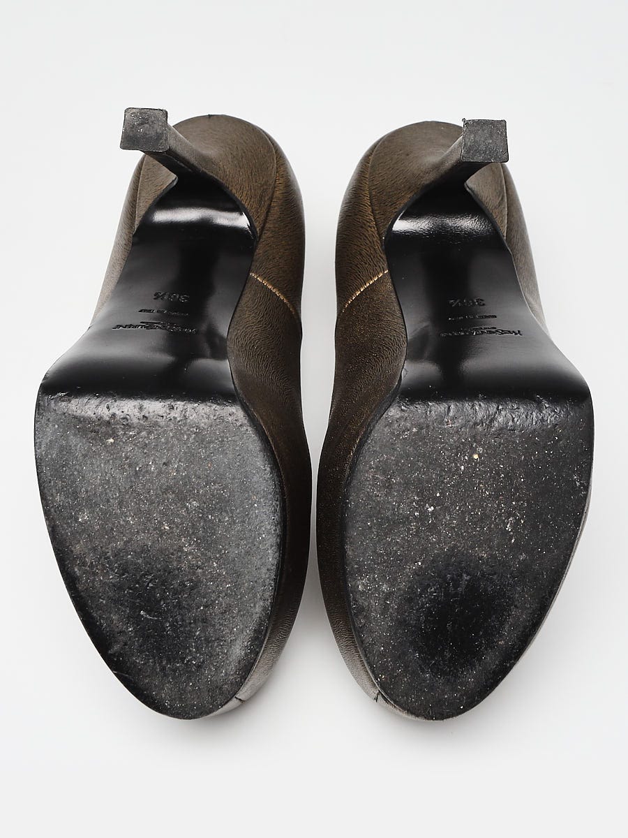 SAINT LAURENT ハックレスロンクスリフトレス 776019Y76LT 1000 LEE slingback pumps in crocodile-embossed leather