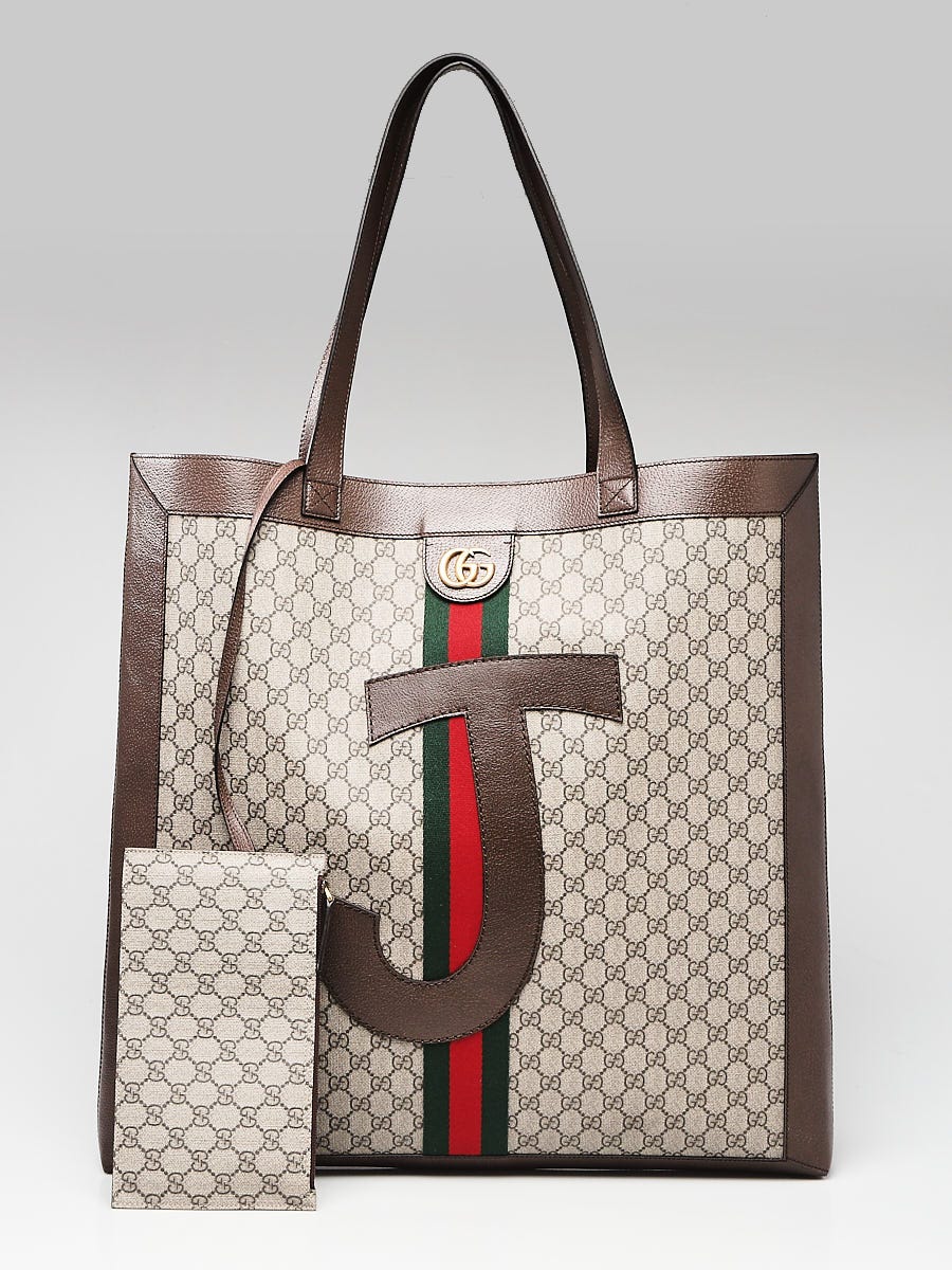 Gucci Large Beige/Tan GG Coated Canvas/Leather Ophidia Tote Bag