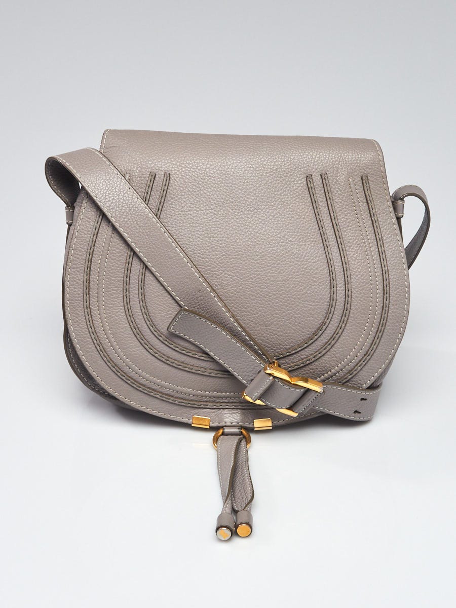 Chloe Grey Pebbled Leather Medium Marcie Crossbody Bag