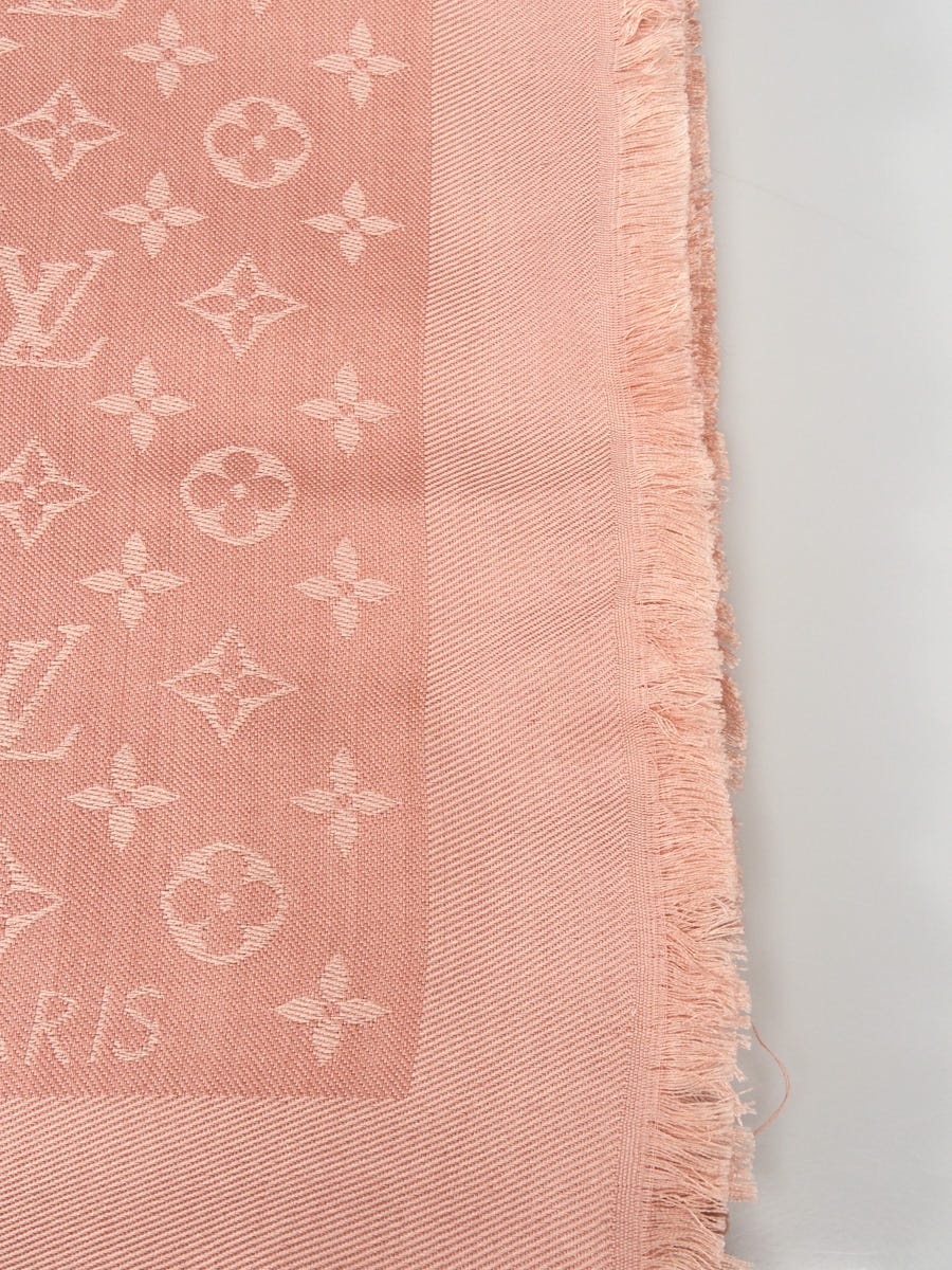 Louis Vuitton Pink Monogram Wool/Silk Shine Shawl Scarf - Yoogi's Closet