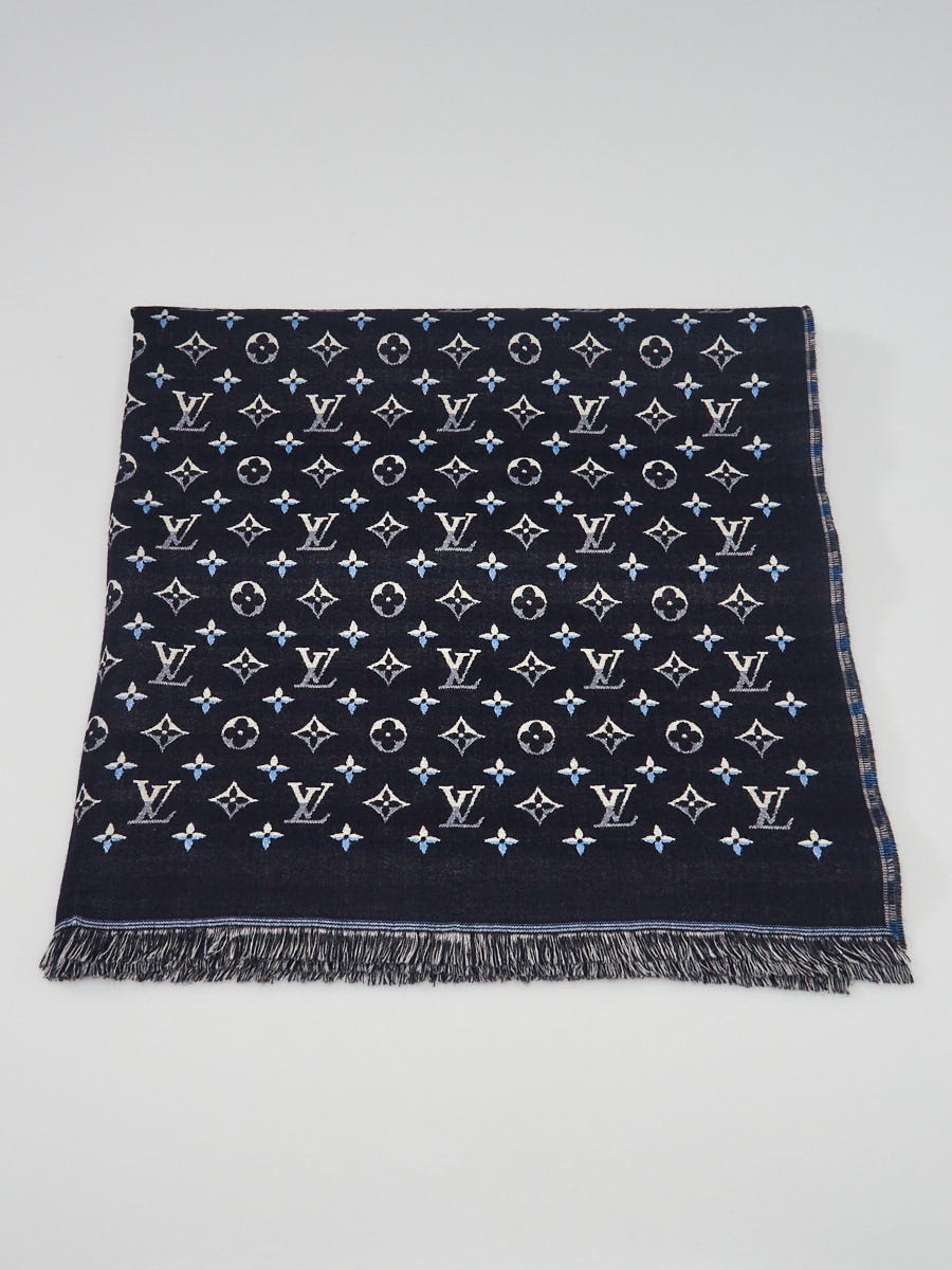 Louis Vuitton Charcoal Grey Silk & Wool Classique Monogram Shawl