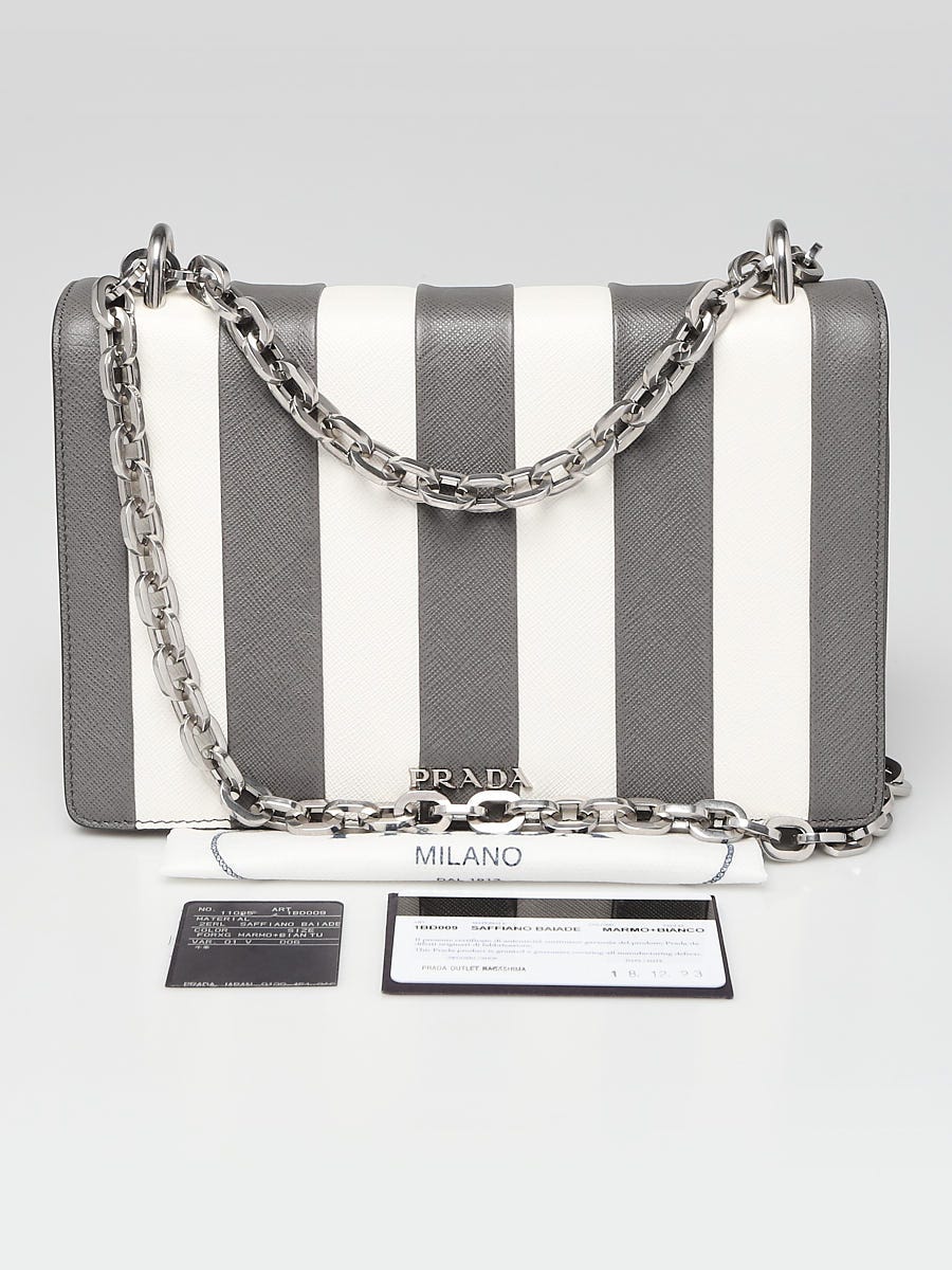 Prada Saffiano Flap Crossbody Bag - Grey Shoulder Bags, Handbags