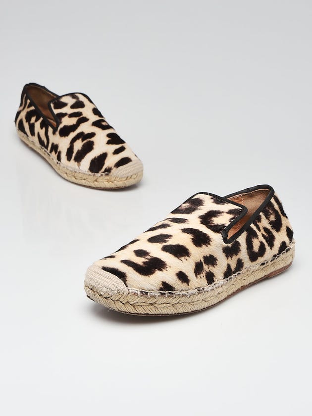 Celine Leopard Print Pony Hair Espadrille Flats Size 5.5/36
