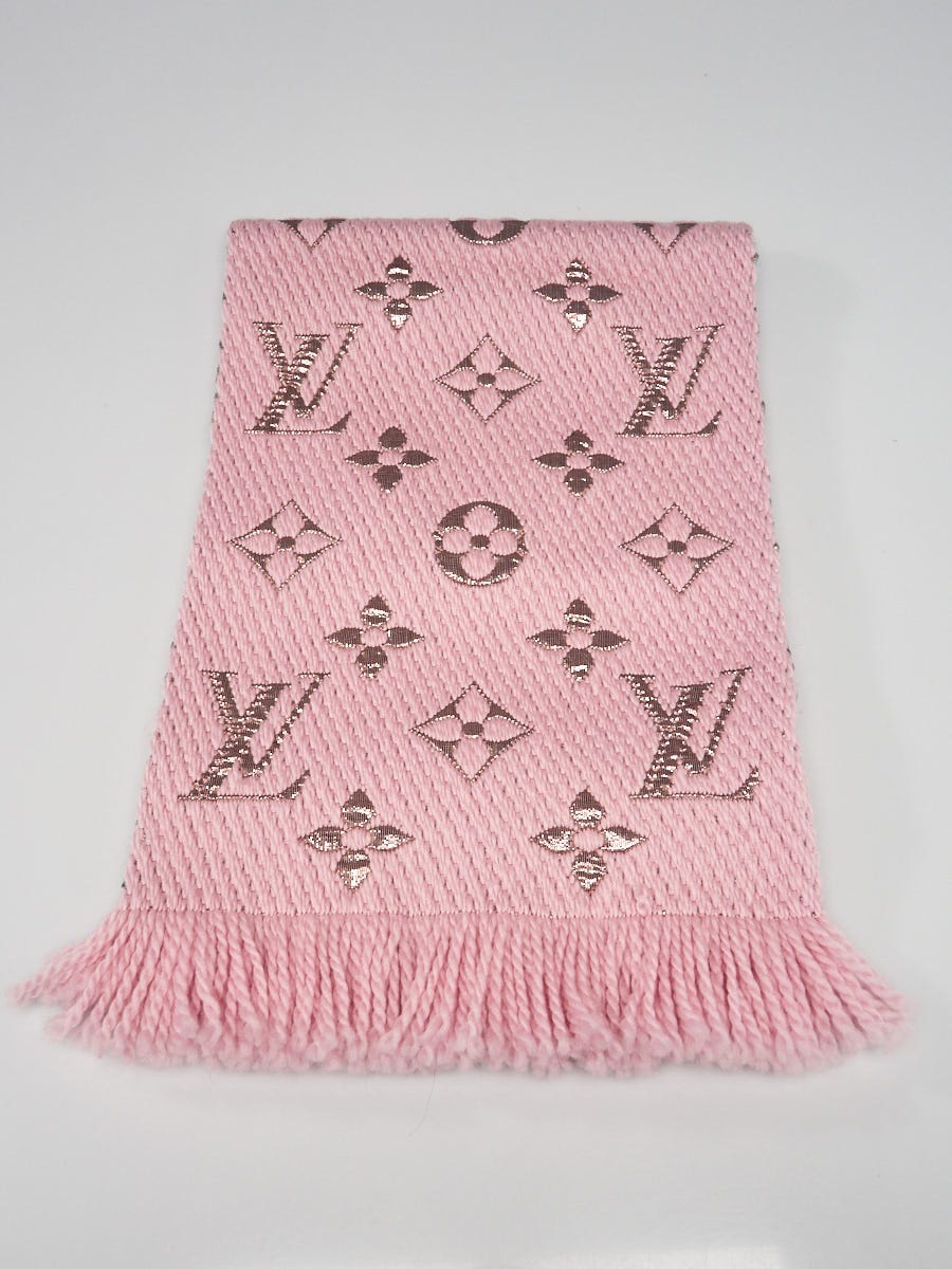 Louis Vuitton Pink Monogram Silk/Wool Shawl Scarf - Yoogi's Closet