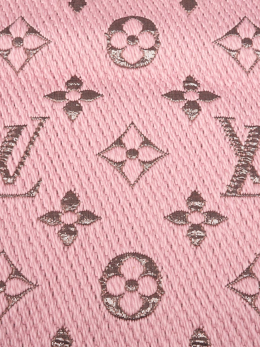 Louis Vuitton Pink Wool/Silk Logomania Shine Scarf - Yoogi's Closet