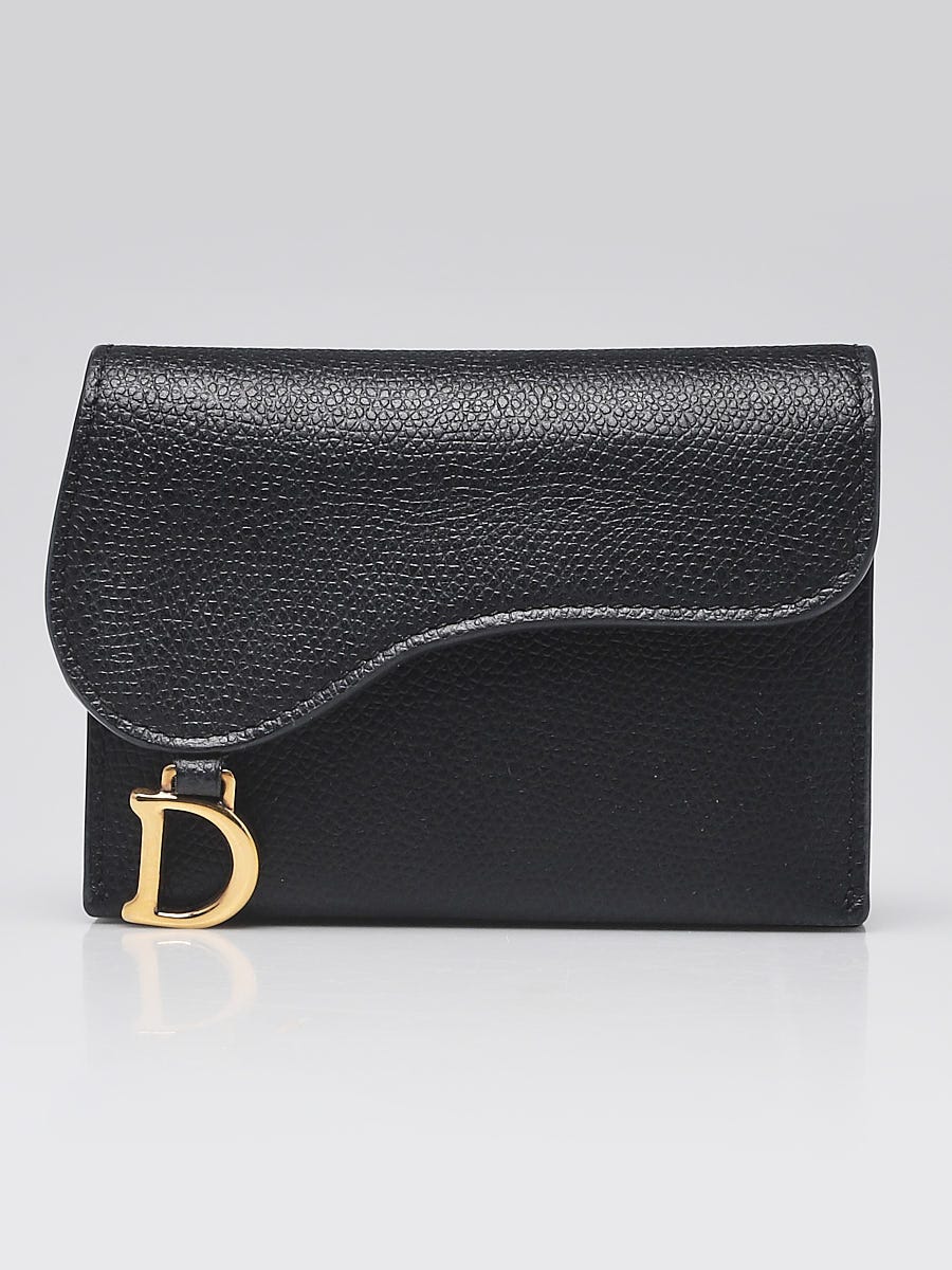 Christian Dior Black Leather Saddle Card Holder Wallet