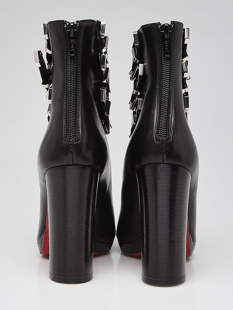 Christian Louboutin Black Leather Troop 100 Ankle Booties Size 3.5/34