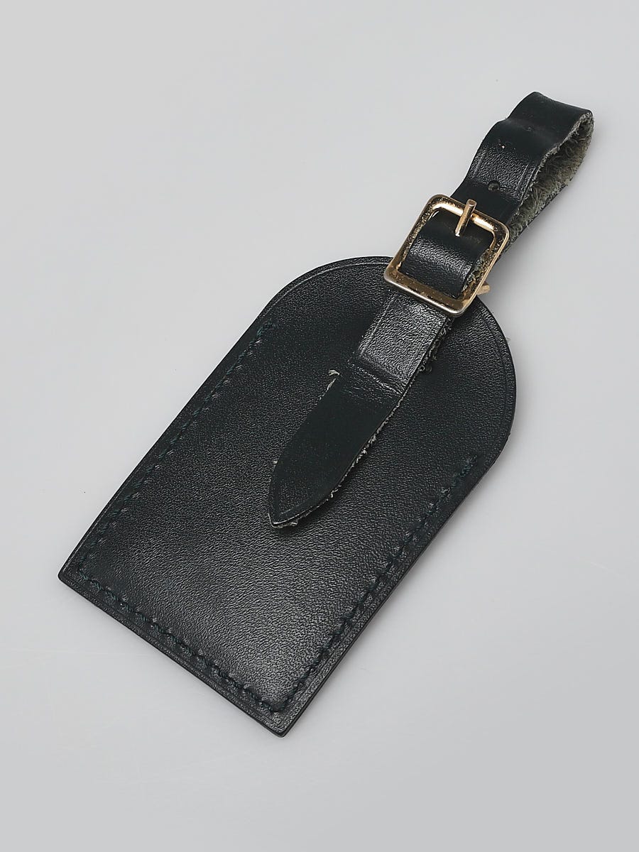 Louis Vuitton Black Leather Luggage Tag Bag Charm 7lv613