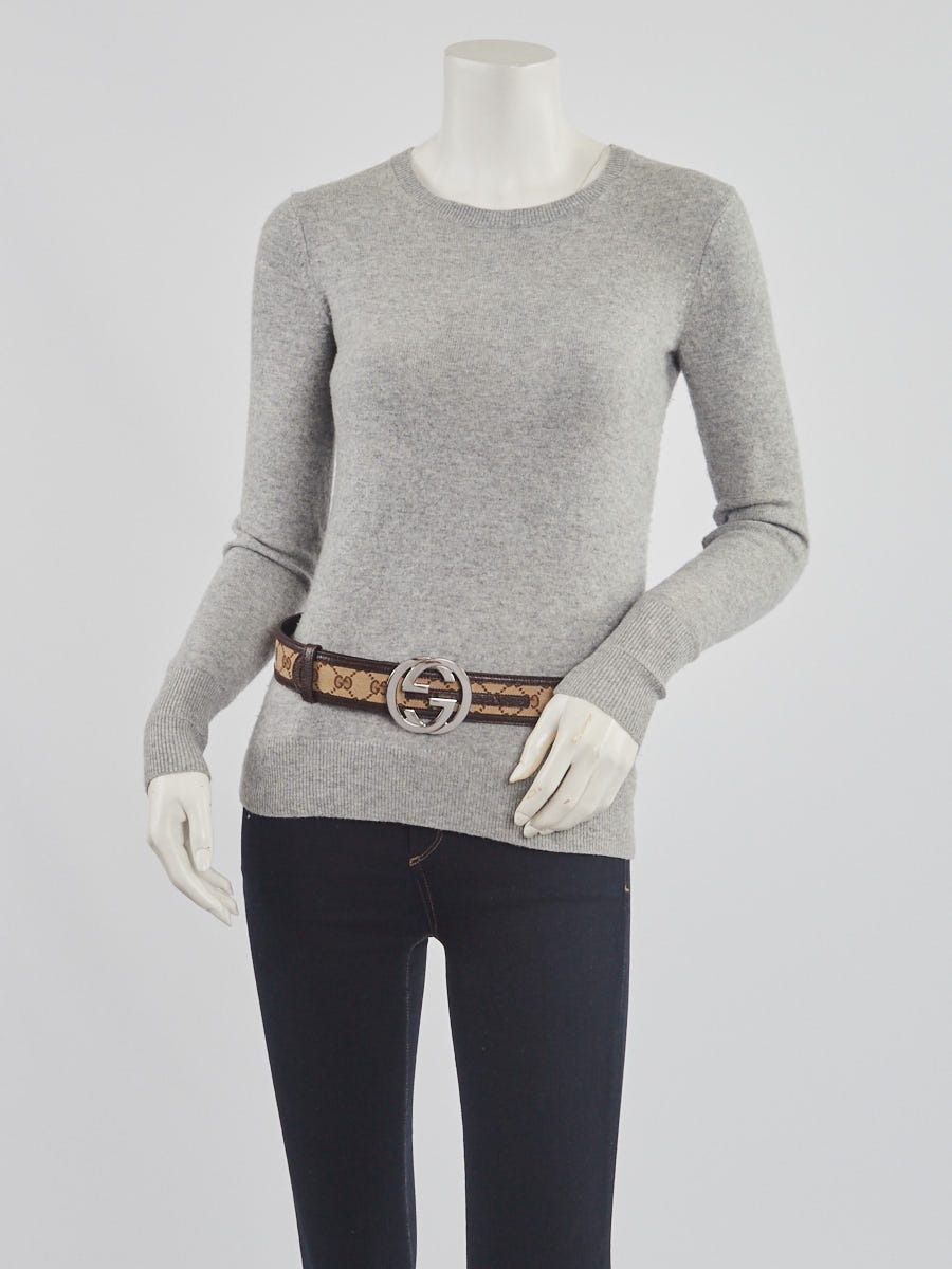 Gucci Beige/Ebony GG Canvas Interlocking GG Belt Size 85/34