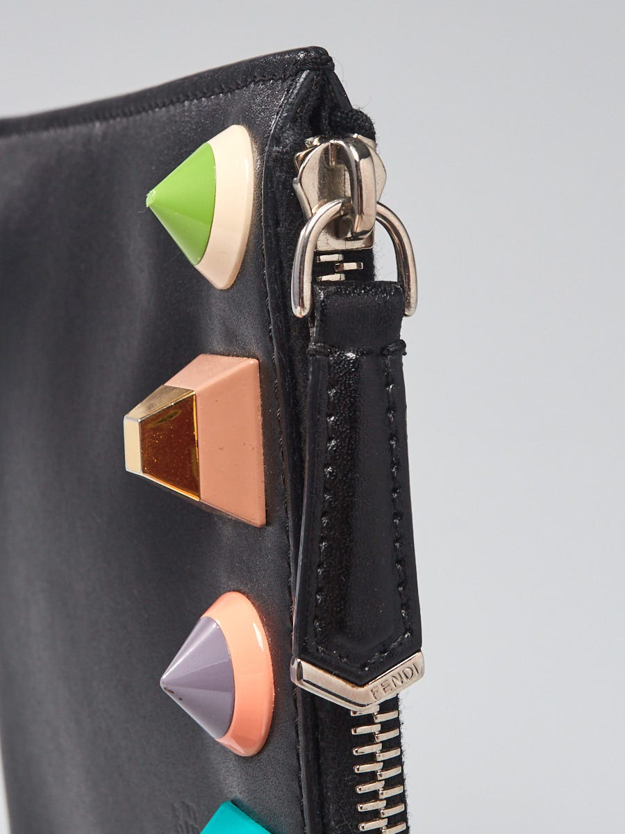 Fendi Black Leather Studded Flat Clutch Bag 8M0378 | Yoogi's Closet