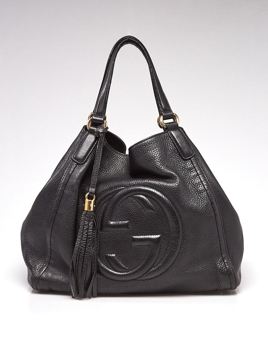 Gucci Black Pebbled Leather Soho Hobo Bag - Yoogi's Closet