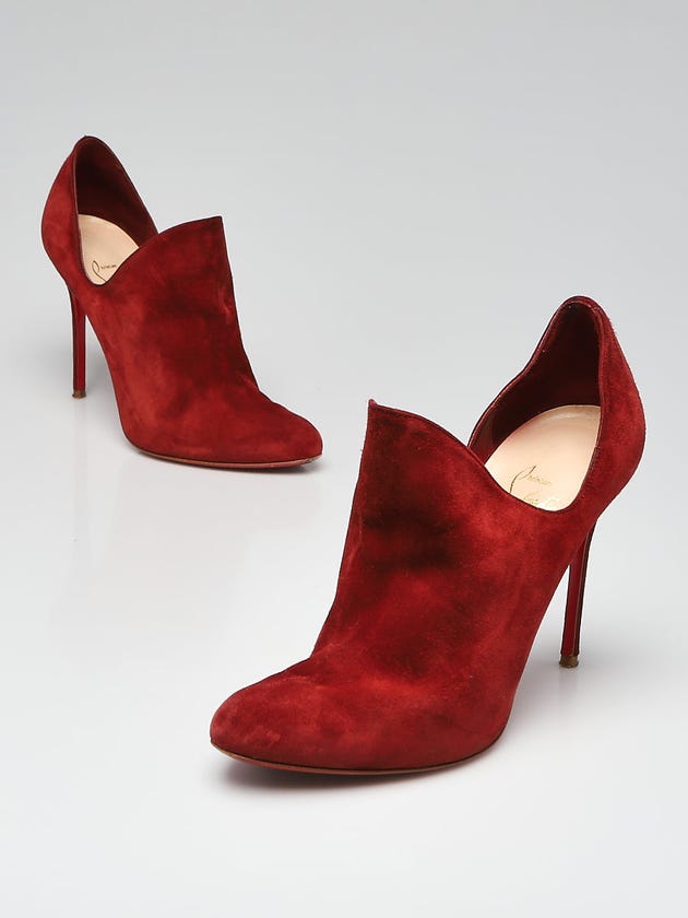 Christian Louboutin Red Suede Dugueclina Booties Size 6.5/37