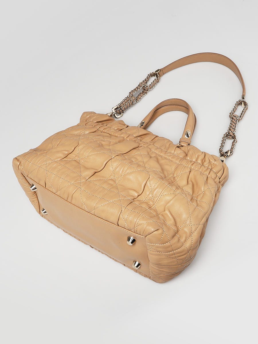 Christian Dior Beige Delices Gaufre Cannage Lambskin Leather Tote Bag