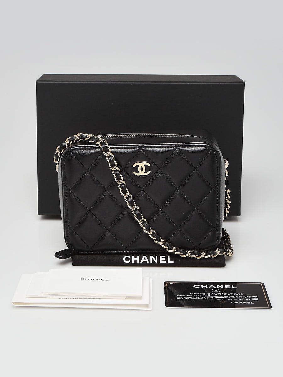 Chanel Black Quilted Lambskin Leather Mini Camera Bag