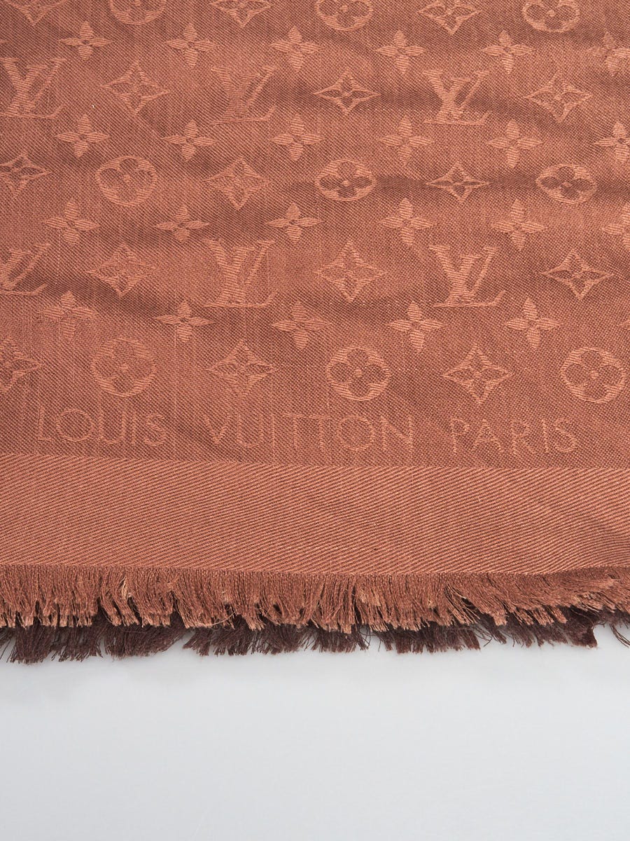 Louis Vuitton Cappuccino Brown Monogram Silk & Wool Shawl Louis Vuitton