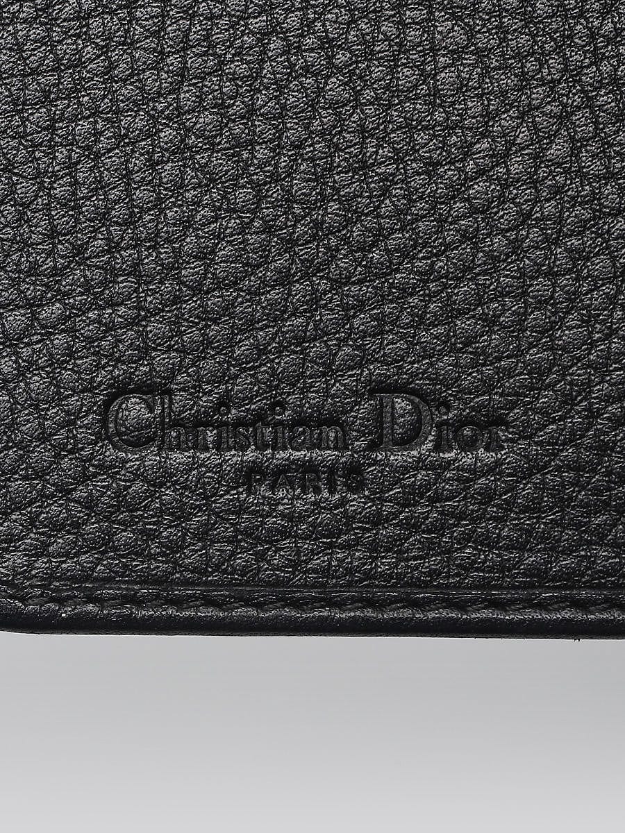 Christian Dior Black Pebbled Leather Long Flap Wallet