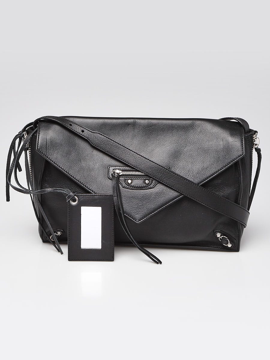 Balenciaga Black Leather Calfskin Papier Zip Sight Crossbody Bag - Yoogi's